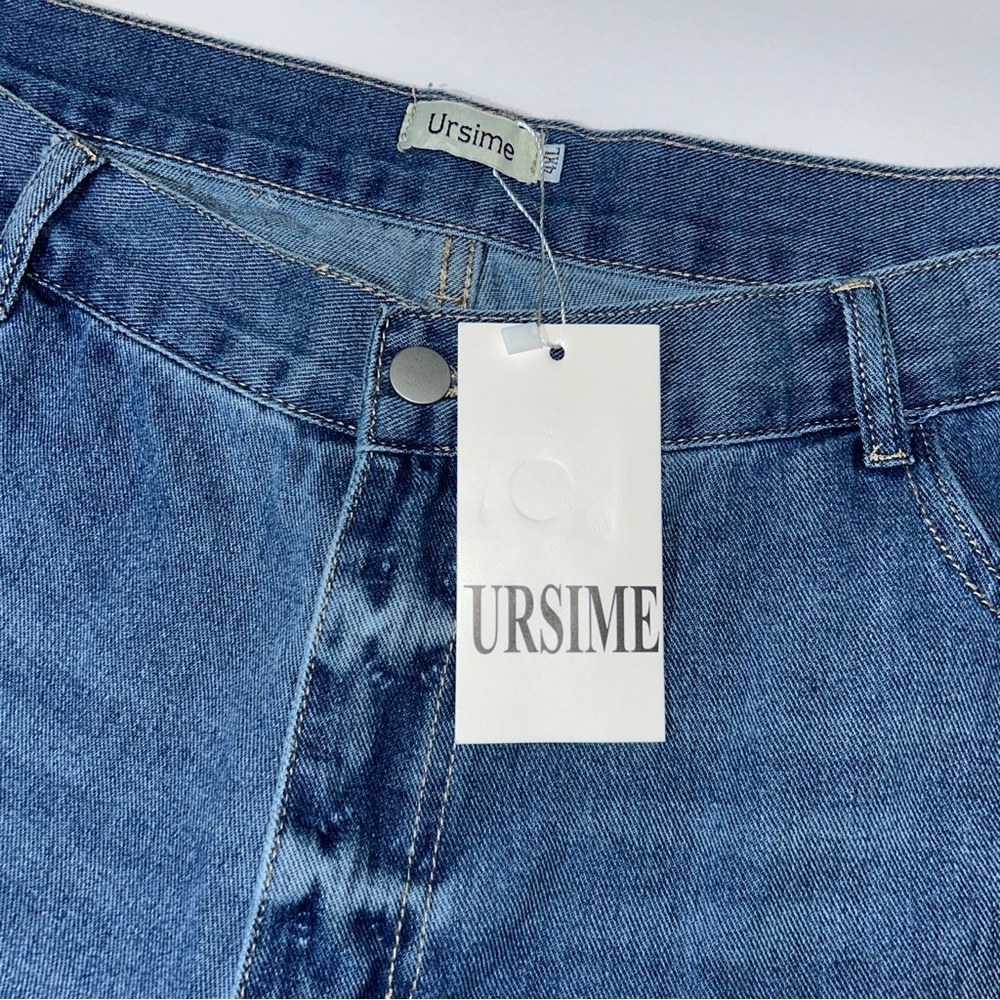 NWT URSIME Boho Patchwork Denim High Rise Retro Flare Jeans size 4XL - Picture 15 of 16